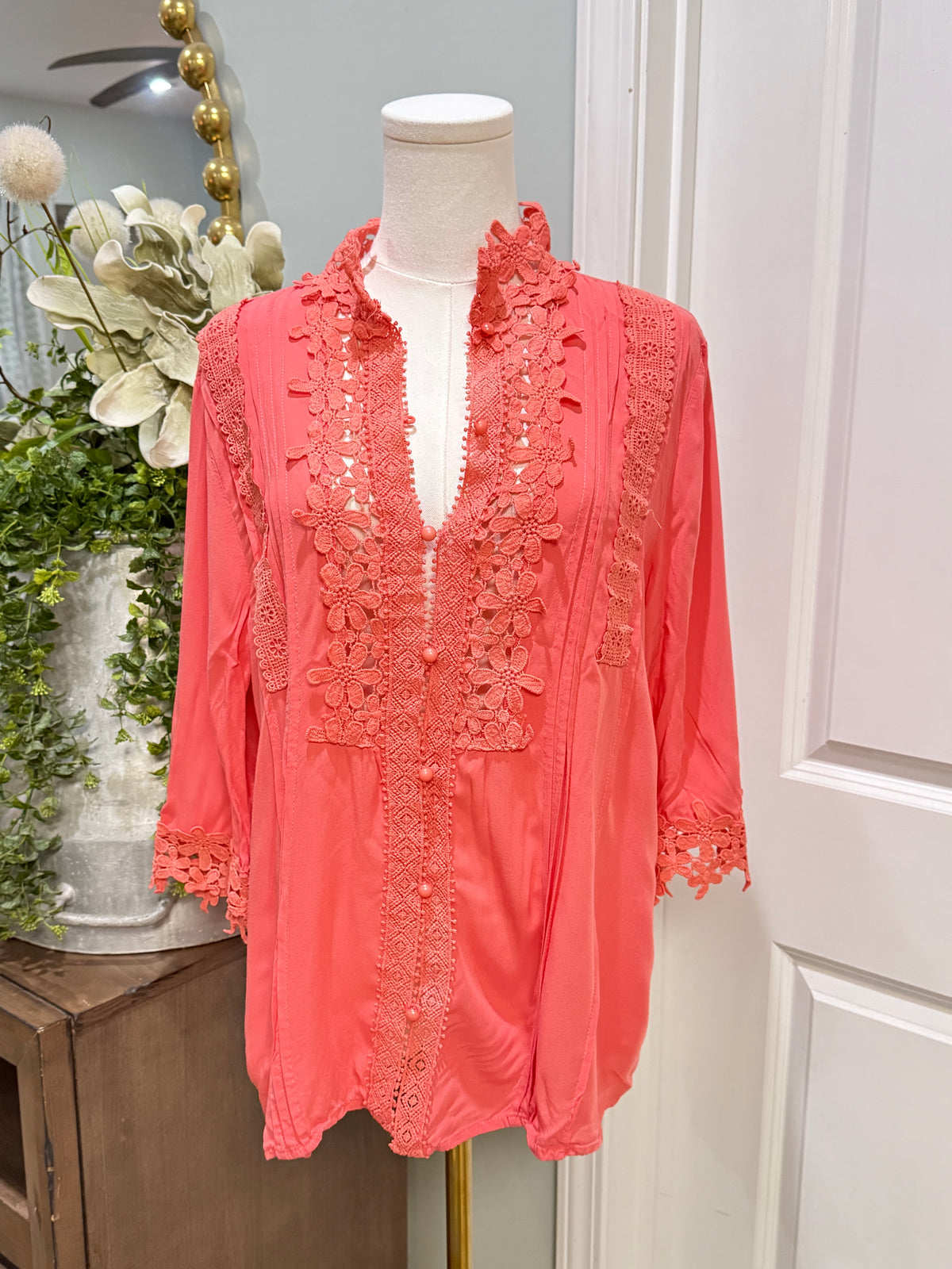 Womens Mazik Eyelet Blouse Large EUC