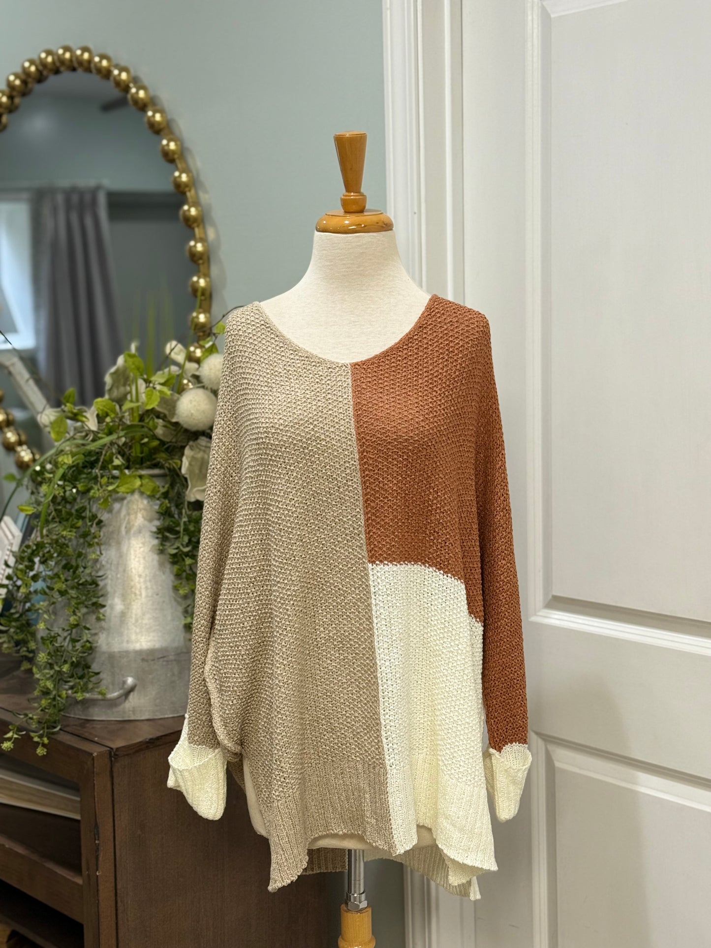 Womens Knit Colorblock Sweater 2XL NWT $43