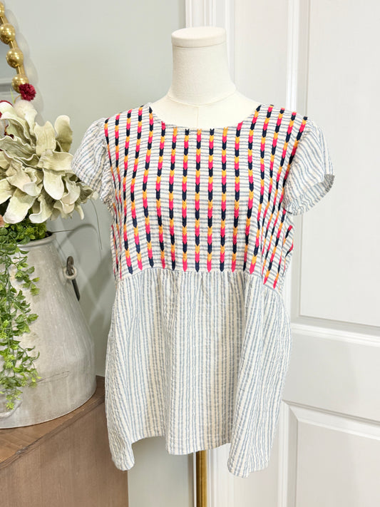 Womens Savanna Jane Embroidered Blouse Large EUC