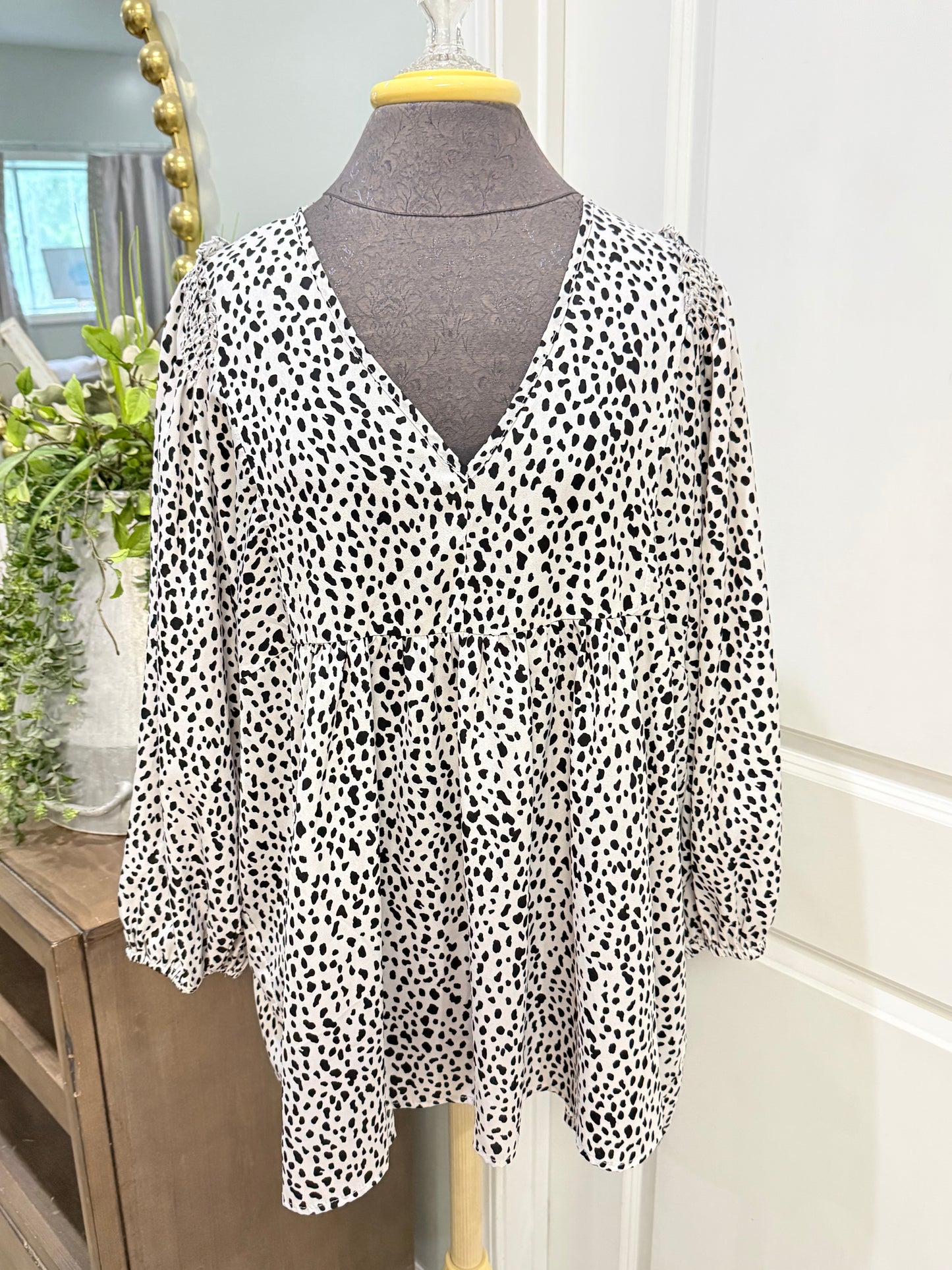 Womens Umgee Leopard Peplum Blouse 1XL EUC