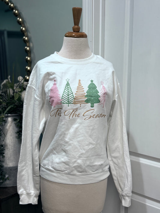 Womens Tis the Season Christmas Sweatshirt Size Small