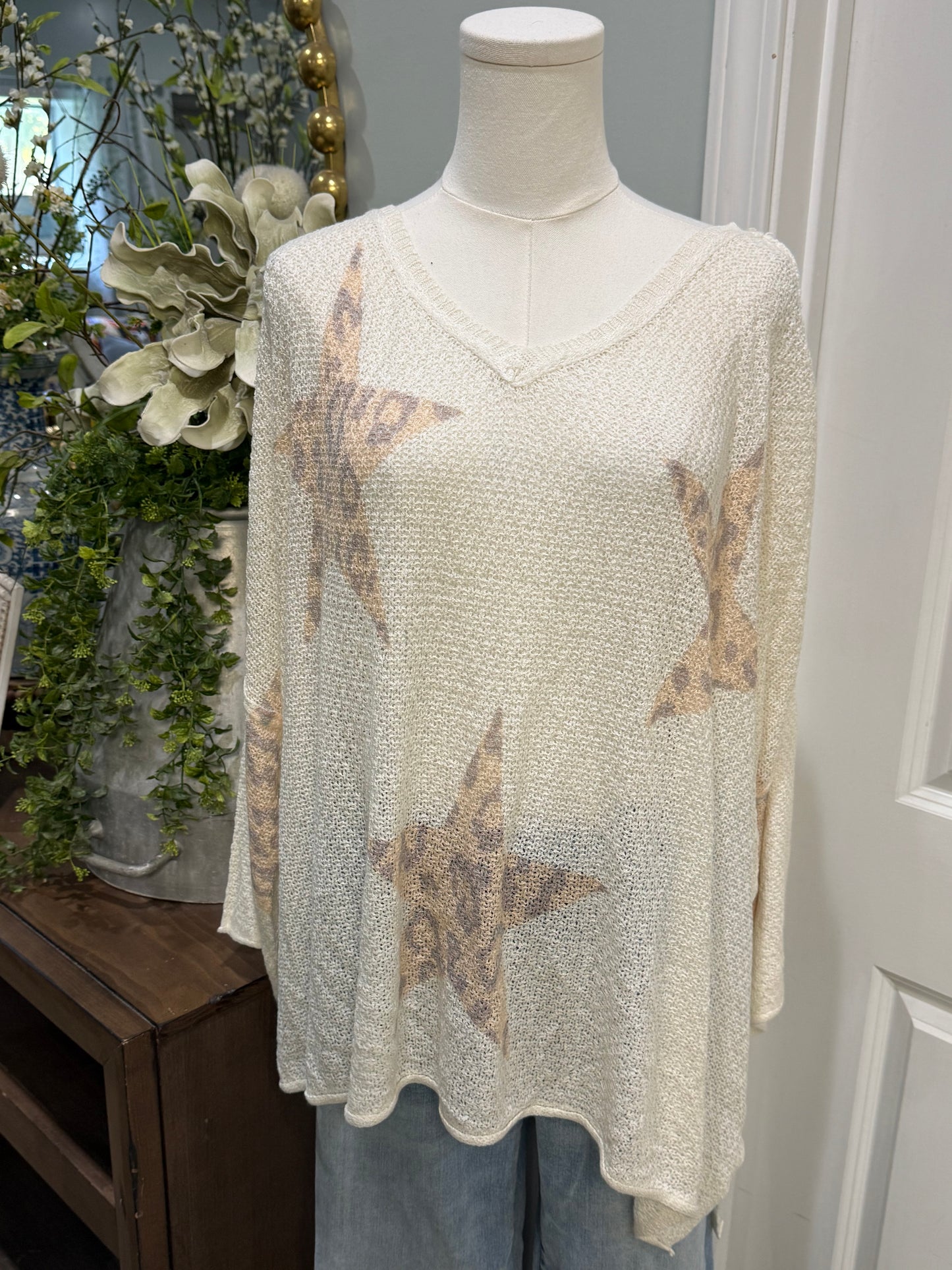 Womens POL Leopard Oversized Blouse Large EUC
