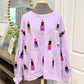 Womens Queen of Sparkles Lipstick Sweatshirt Large EUC