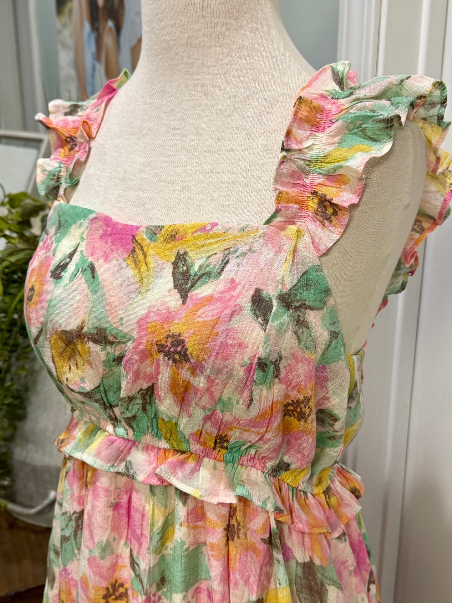 Womens By the River Floral Smocked Dress Size Large NWT