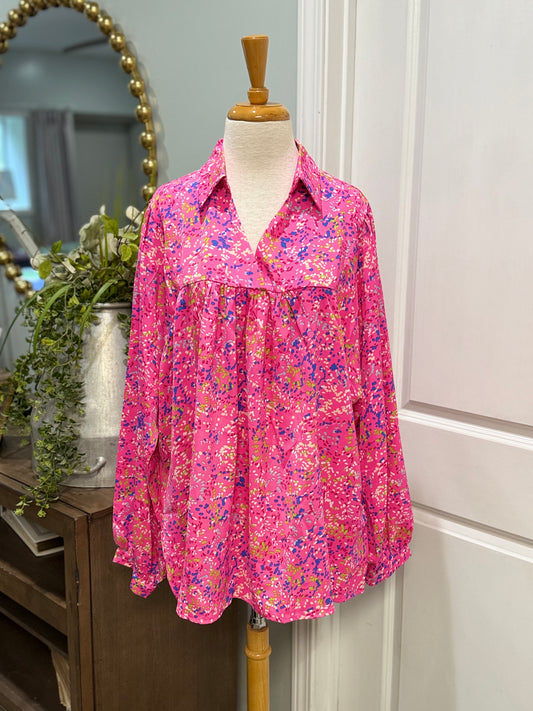 Womens Abstract Blouse Size 2X