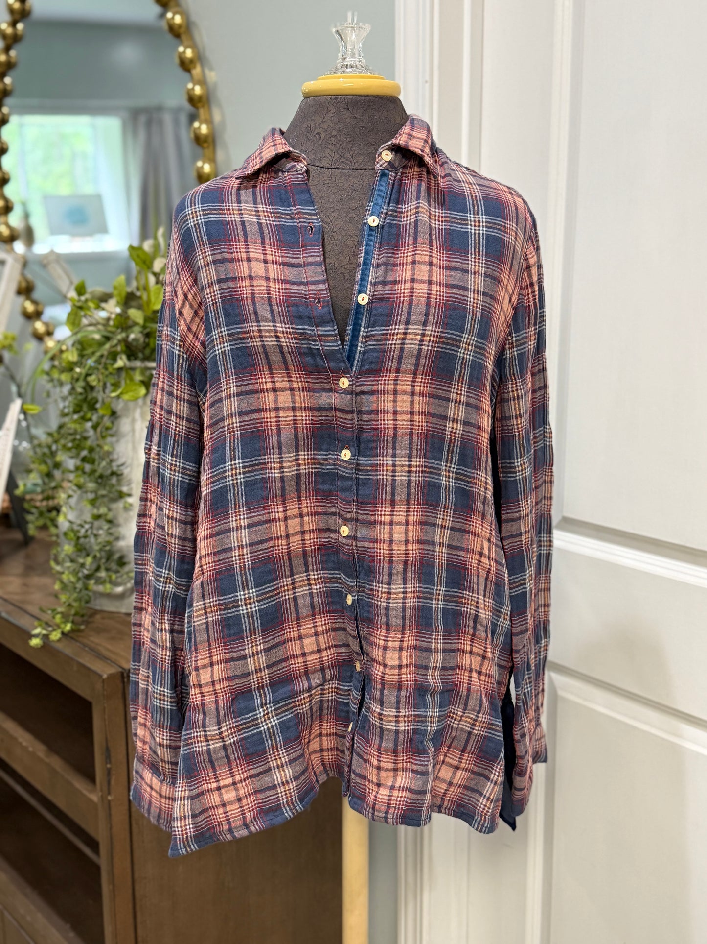 Womens Johnny Was Flannel Silk Button Down Size Small EUC