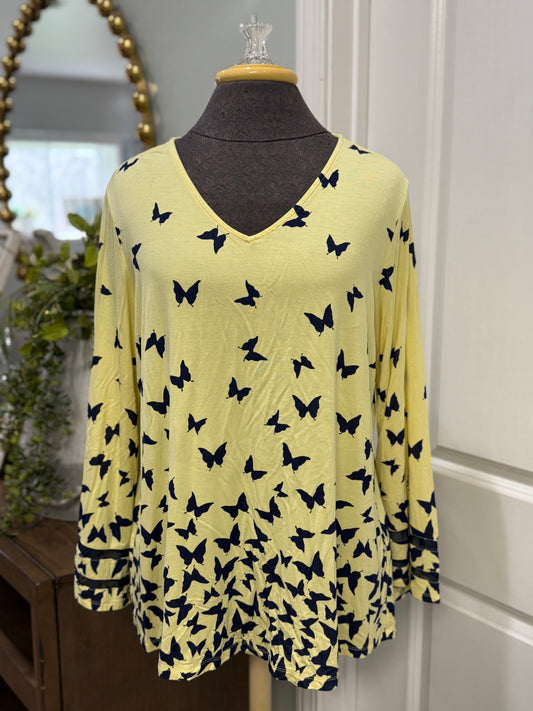 Womens Kim Gravel Butterfly Blouse Medium