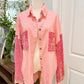Womens Pink Denim Jacket with Sequin Sleeves Small EUC