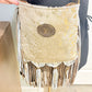 Keep It Gypsy Leather Leopard Print Upcycled Purse - Fur On Fringe Crossbody Tan