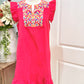 Womens Red Embroidered Dress Large EUC