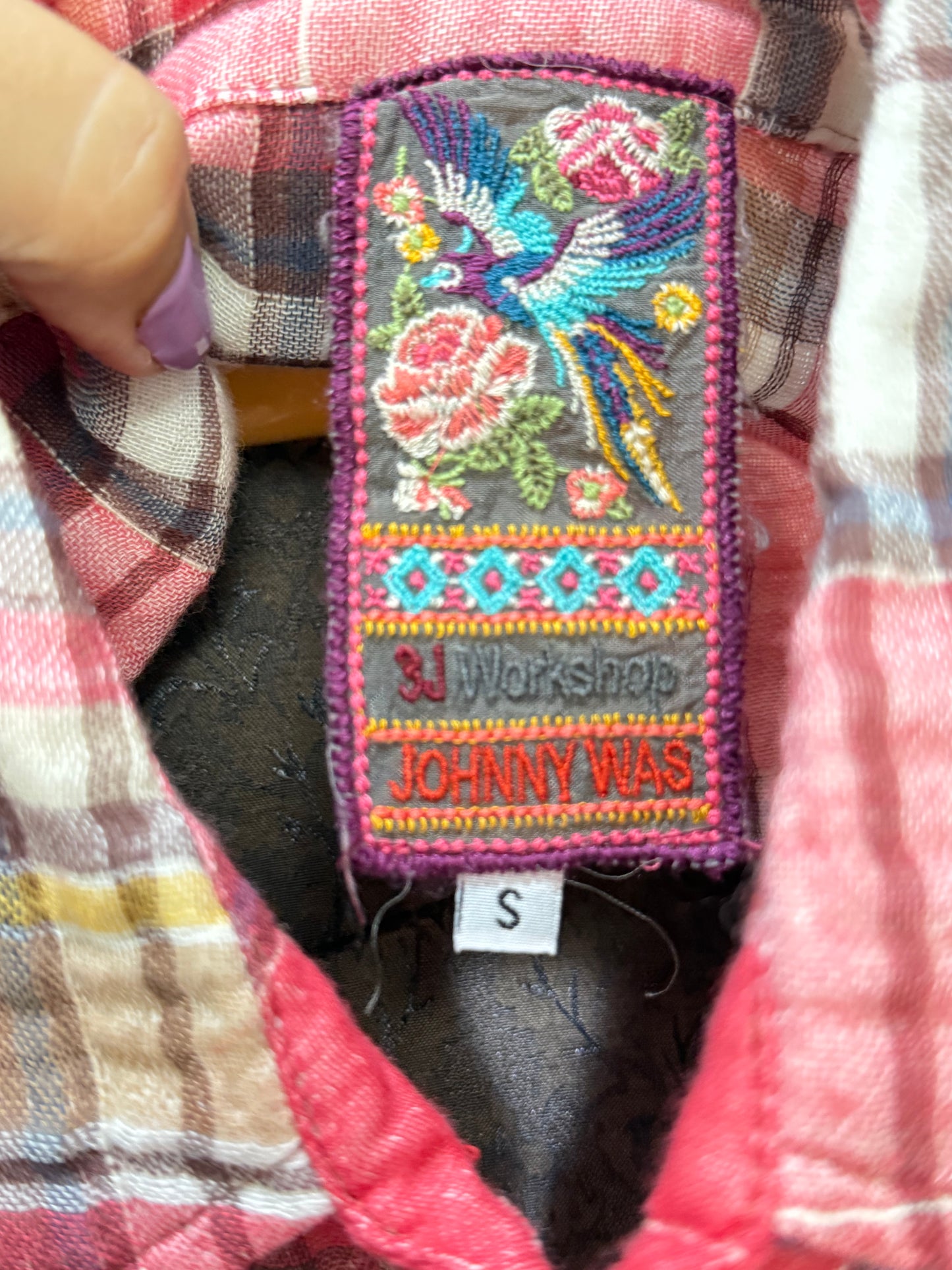 Womens Johnny Was Short Sleeve Flannel Tunic Small EUC