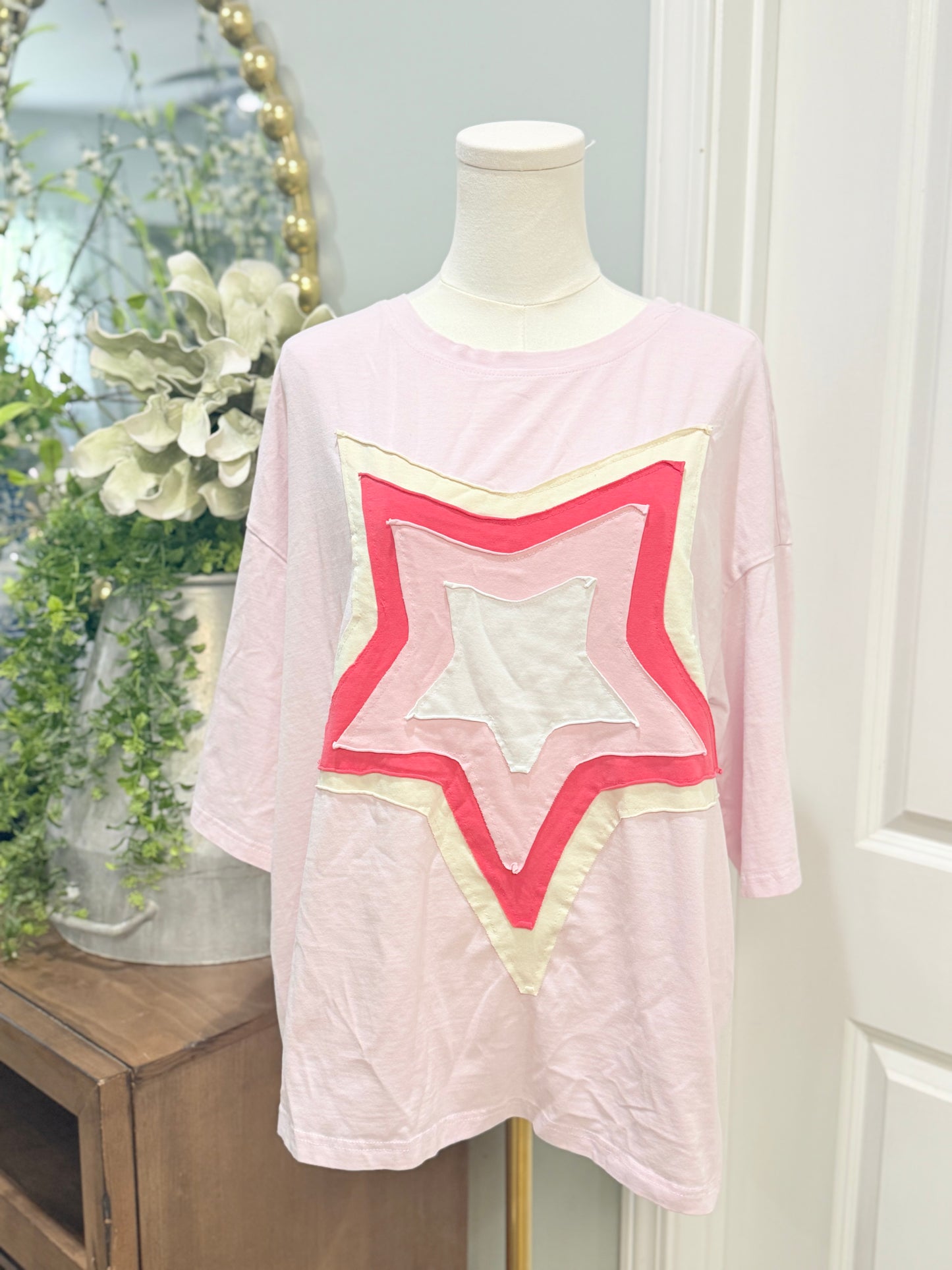 Womens Star Embroidered Shirt Large EUC