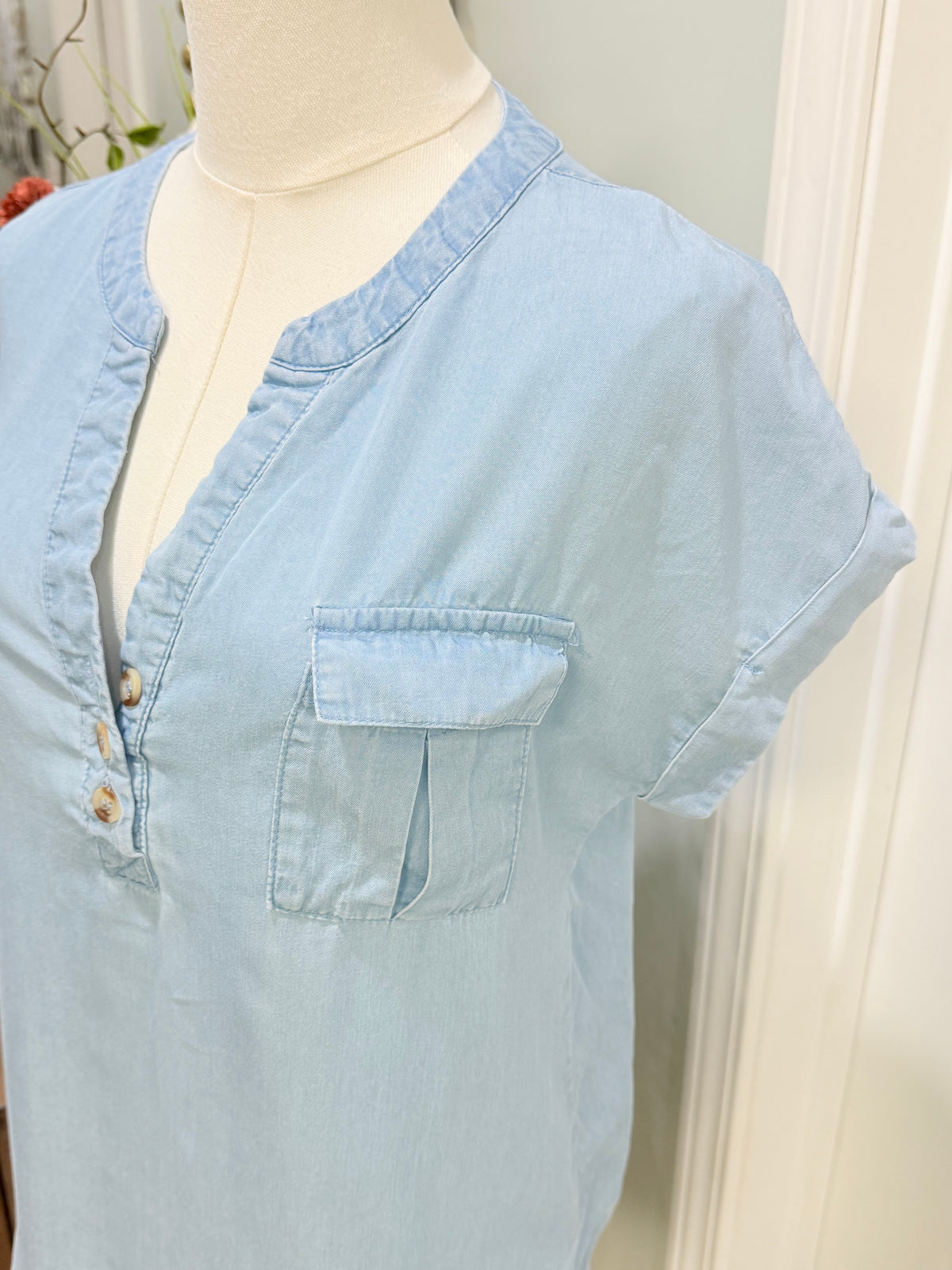 Womens Mine Denim Blouse Medium EUC