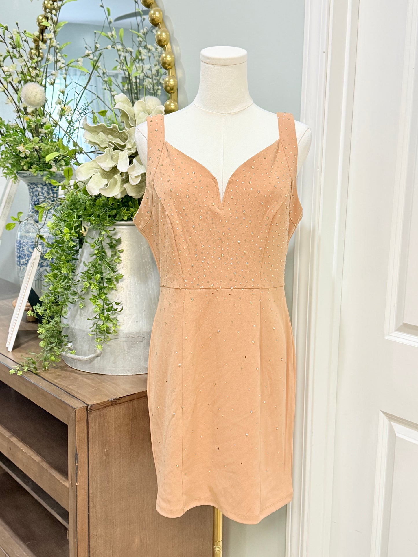 Womens NikiBiki Stone Nude Dress Large EUC