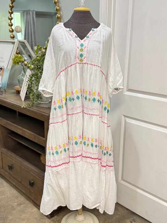 Womens Simply Southern Embroidered Tier Dress Large