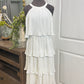 Womens White Ruffle Maxi Dress Medium EUC