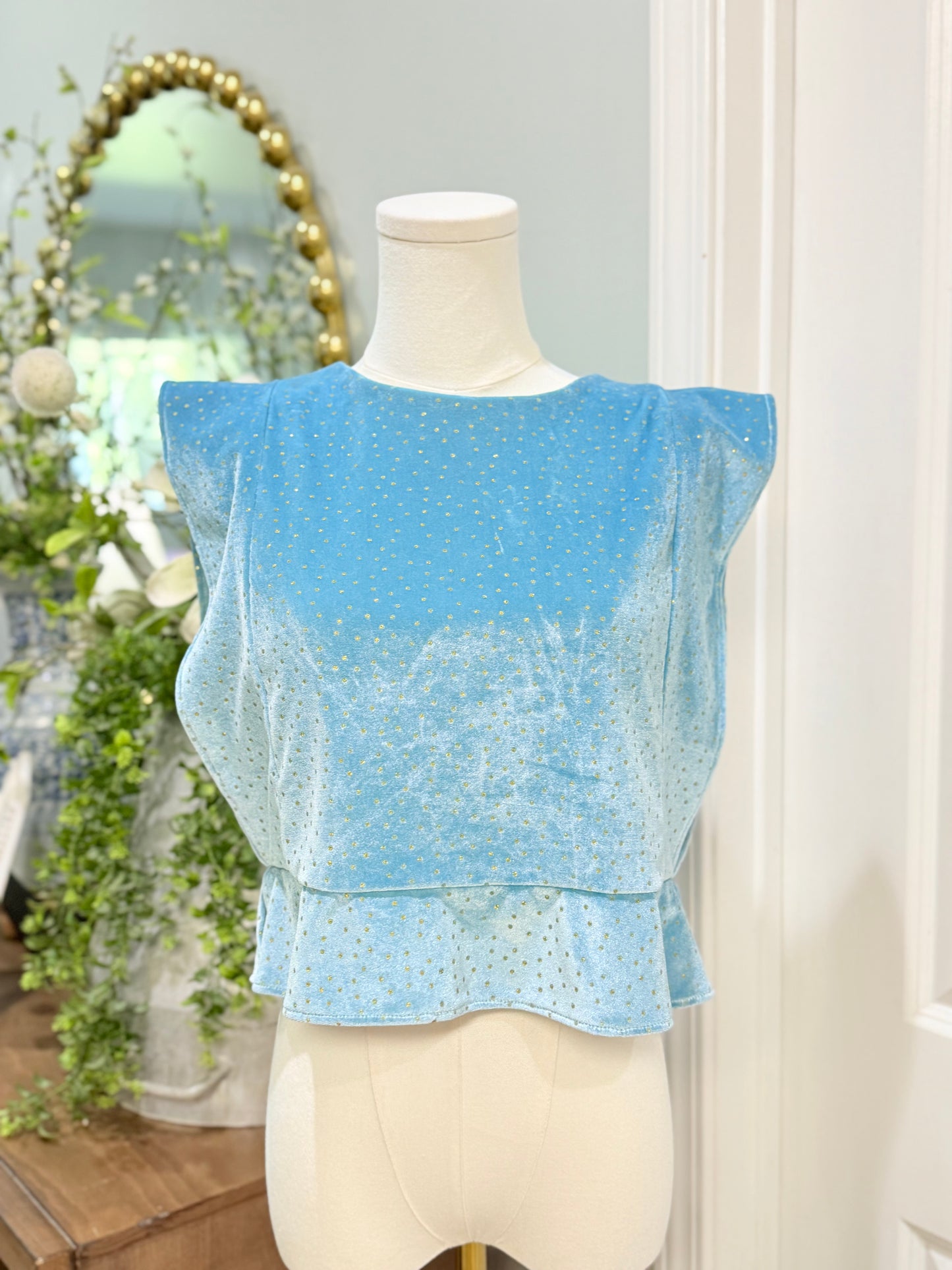 Womens KOCH Velvet Stud Blouse Medium NWT