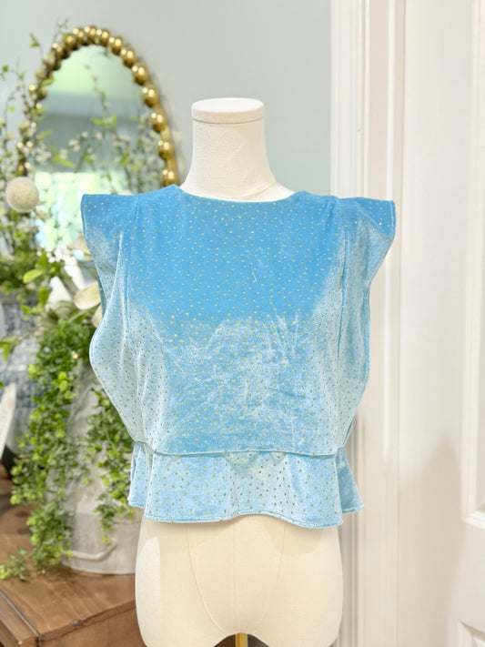 Womens KOCH Velvet Stud Blouse Medium NWT