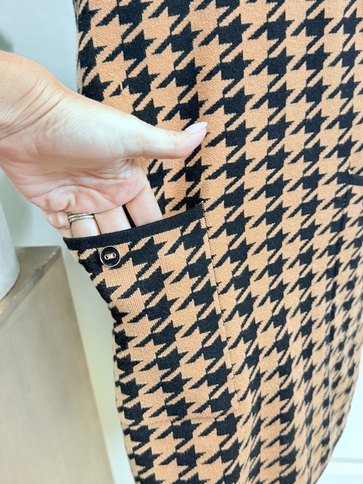 Womens Houndstooth Midi Dress Small NWT