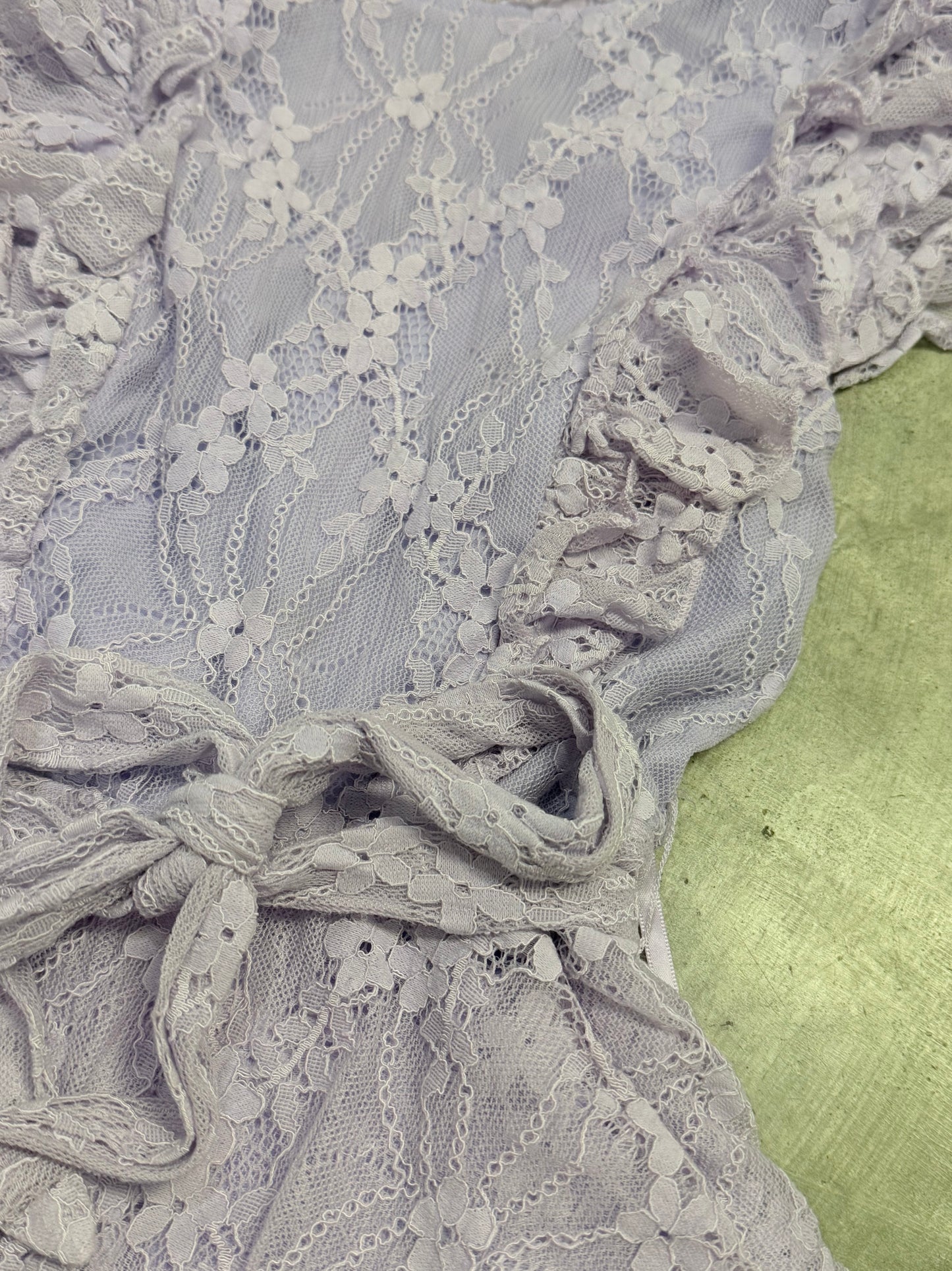 Womens Lavender Eyelet Romper Small EUC