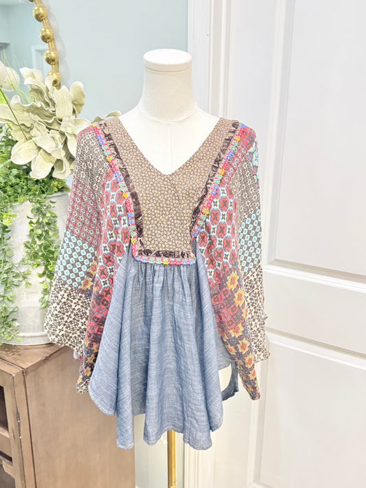 Womens Ivy Jane Poncho Style Blouse S/M EUC