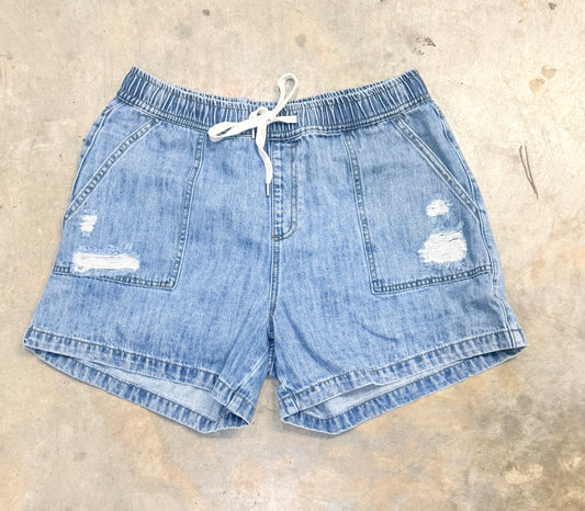 Womens White Birch Denim Pull On Shorts 1X EUC