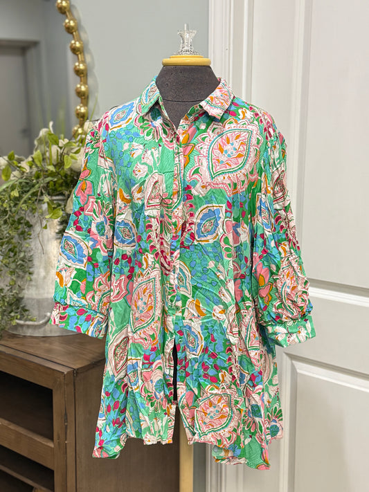 Womens Umgee 3/4 Sleeve Blouse 1XL EUC