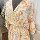 Womens Geometric Print Half Sleeve Shirred High Waist Maxi Dress M-XL
