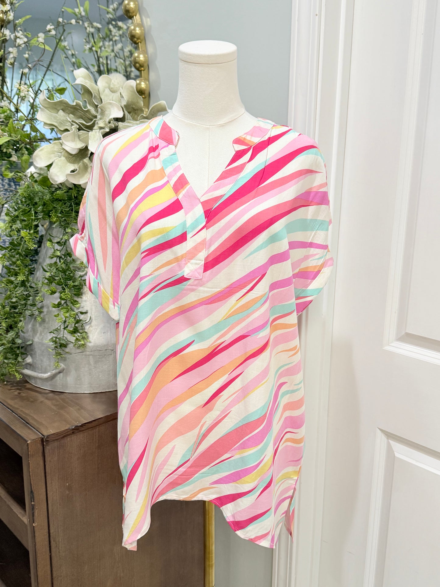 Womens Stripe Blouse Large NWOT