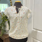 Womens Beige Floral Flutter Sleeve Blouse Medium NWT