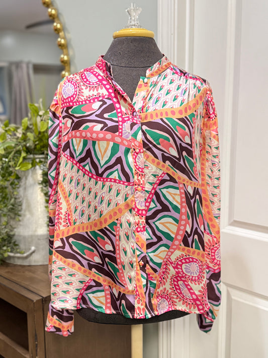 Womens Fate Satin Blouse Medium EUC