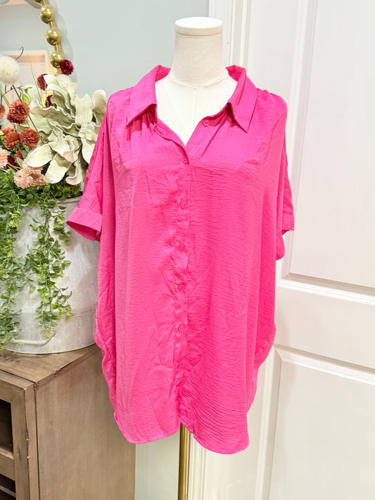 Womens Pink Jodifl Satin Blouse 2X EUC