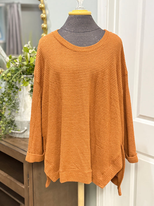 Womens Umgee Waffle Blouse 1XL NWT