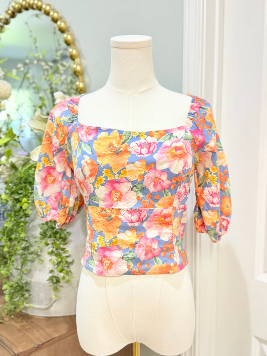 Womens LUSH Floral Cropped Top Medium EUC