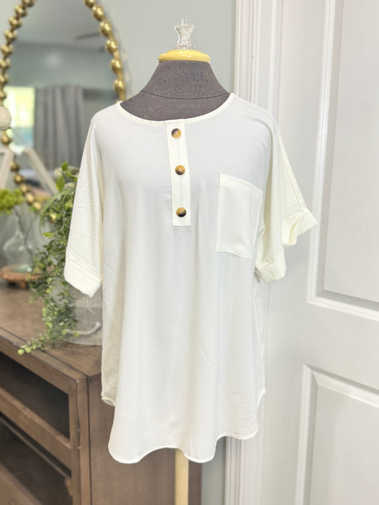 Womens Zenana White Blouse Large EUC