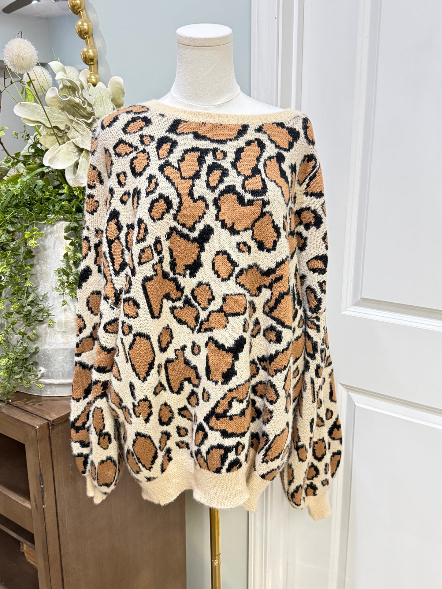 Womens Ces Femme Leopard Sweater 2XL EUC