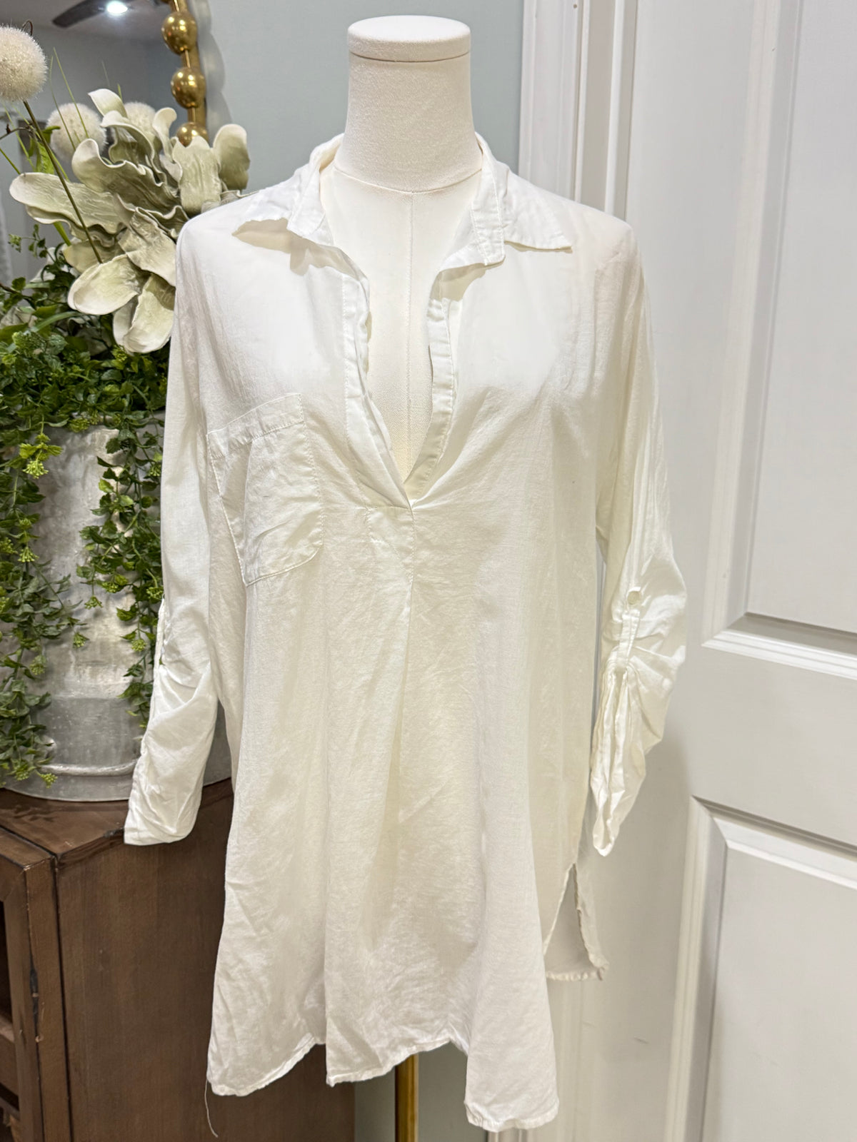 Womens En Creme White Tunic Small EUC