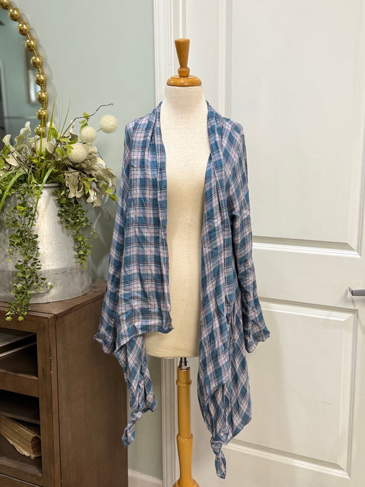 Womens Bobeau Plaid Cardigan Size Large