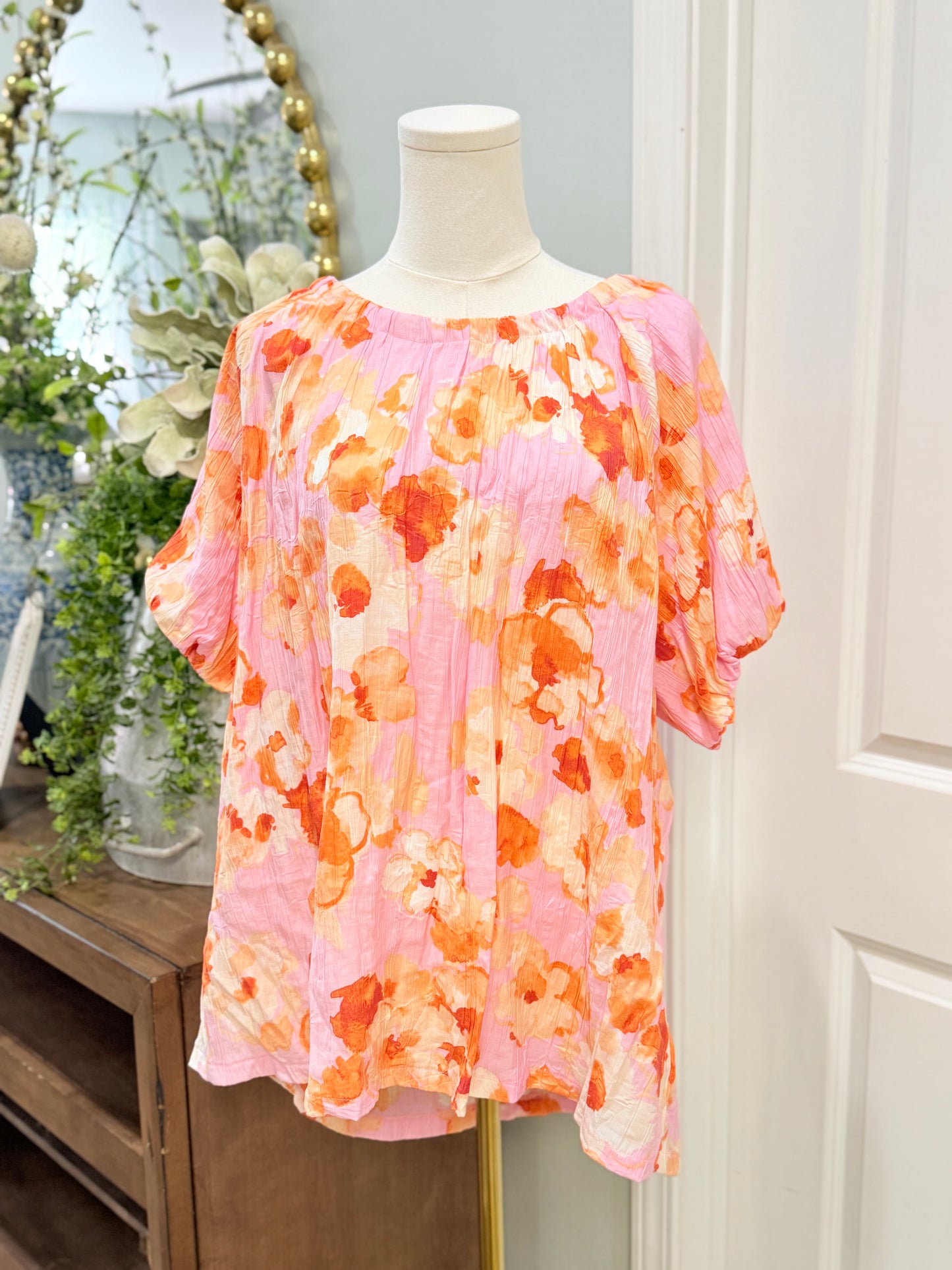 Womens Easel Floral Blouse 1X EUC