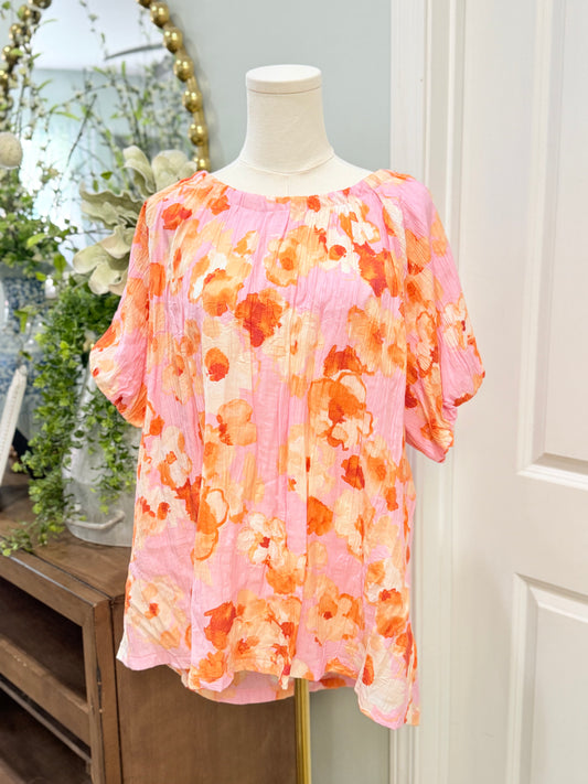 Womens Easel Floral Blouse 1X EUC