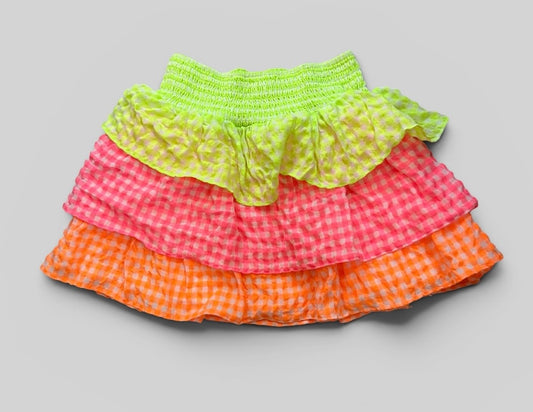 Girls Evie's Backyard Neon Plaid Skirt Size 12 EUC