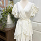 Womens Entro White V-Neck Dress Size Large NWT $48