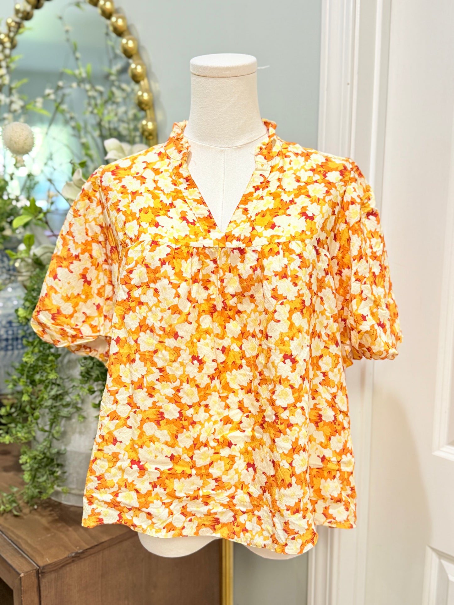 Womens THML Floral Blouse Medium EUC