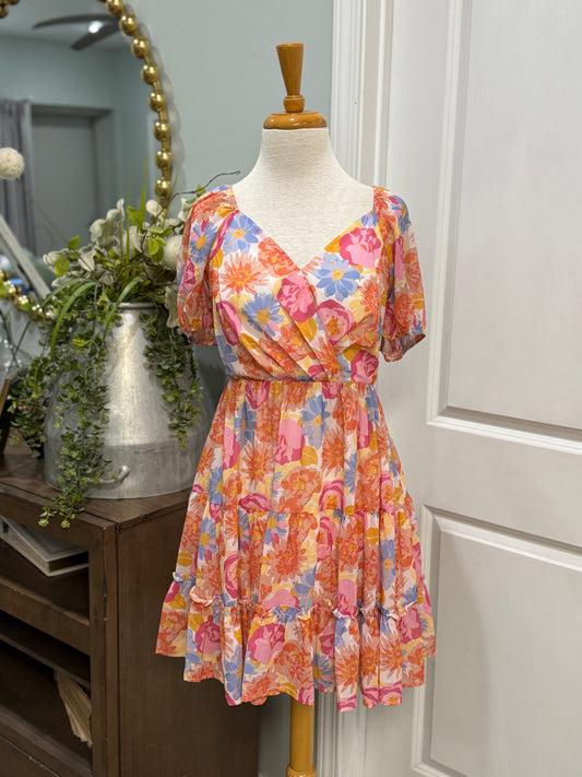 Womens Peach Love Smocked Dress Size Large
