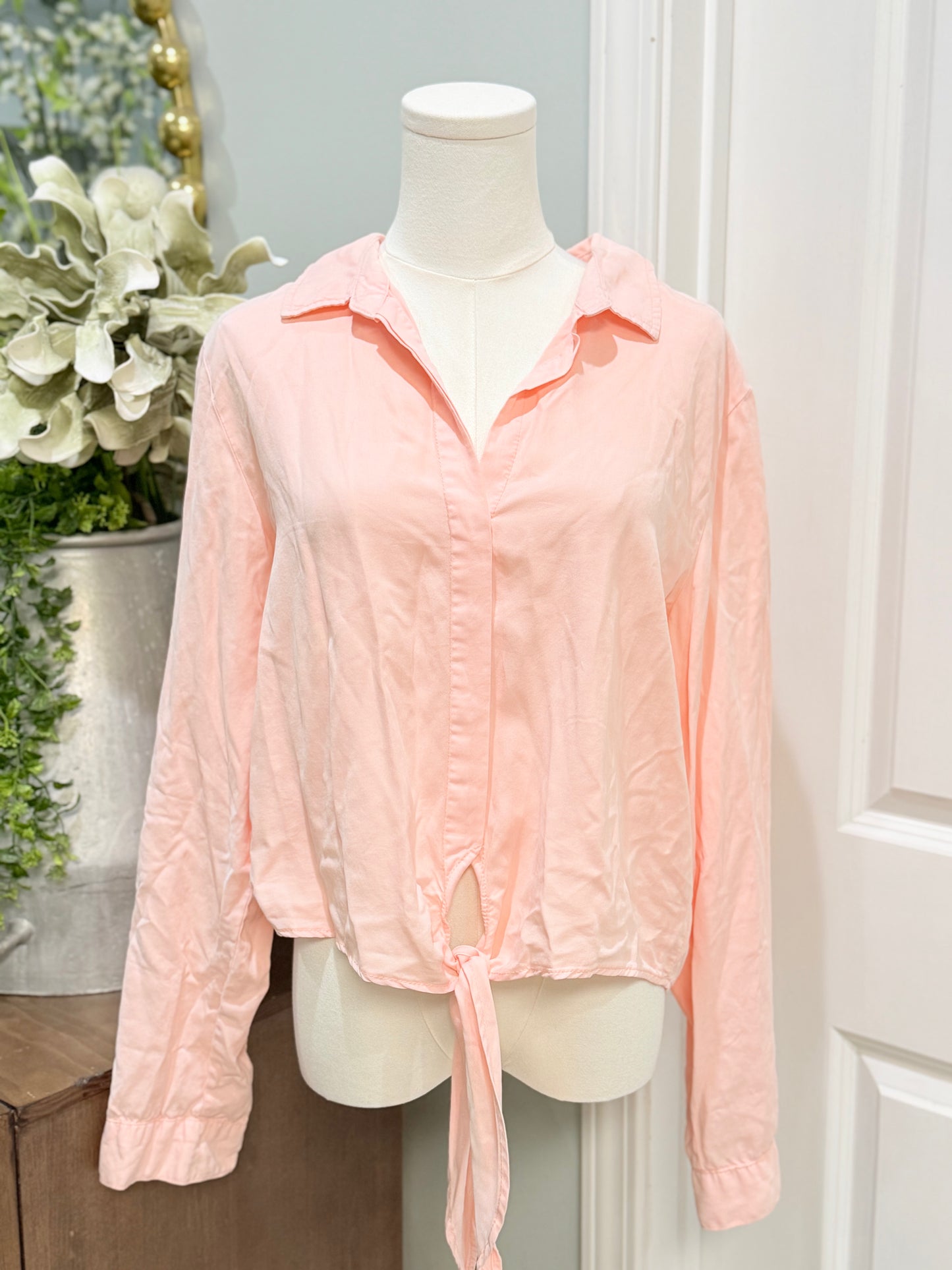 Womens Velvet Heart Crop Tie Blouse Large NWT