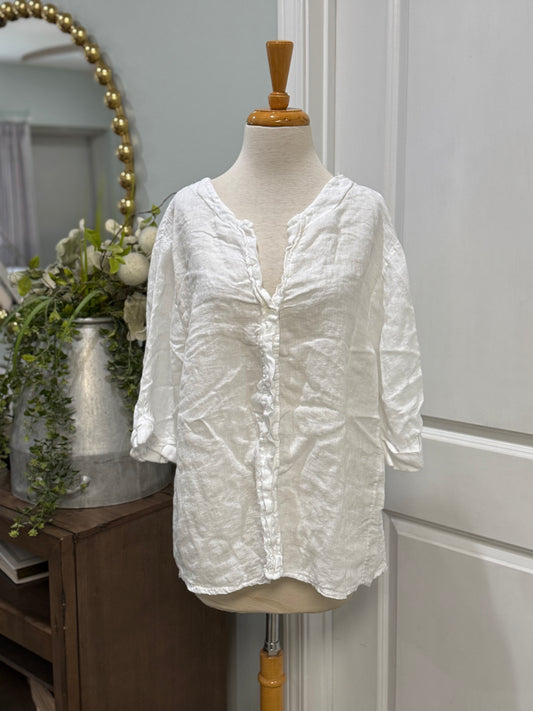 Womens Tempo Paris Linen Blouse Size M/L