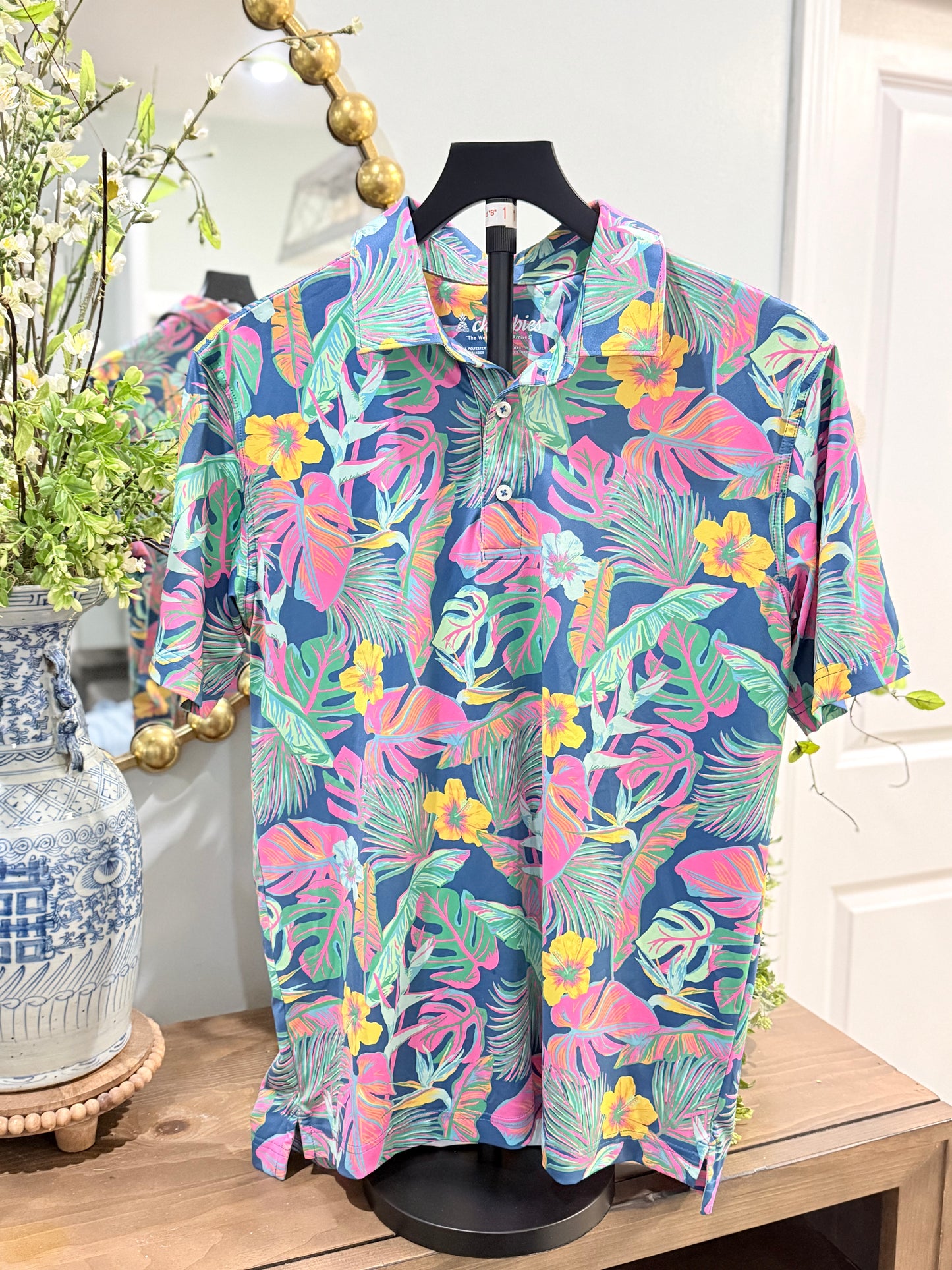 Mens Chubbies Floral Polo Small EUC