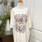Womens Rock N Roll Burn Out Tee Size M/L OVERSIZED