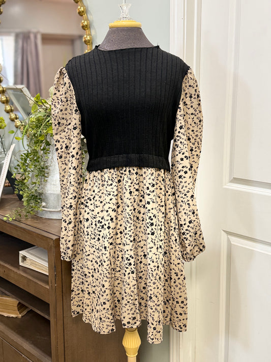 Womens Floral Dress with Sweater Large