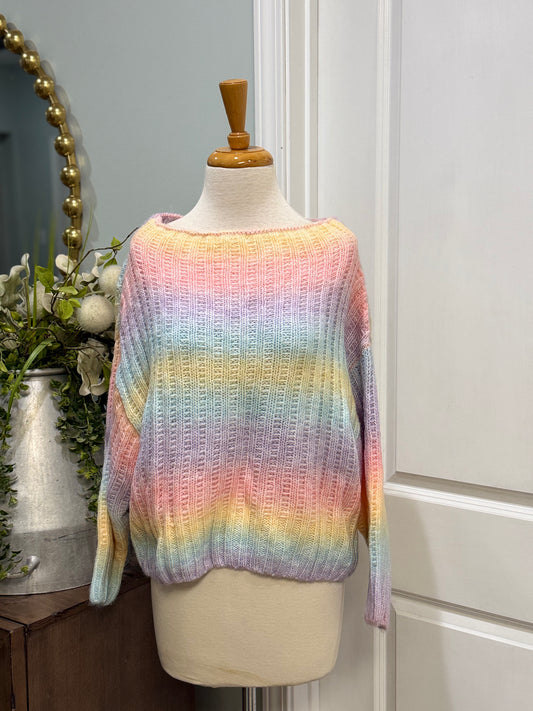 Womens Peach Love Rainbow Sweater Size Medium